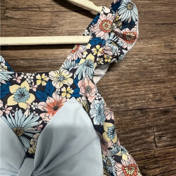 Pink and Blue Floral Ruffled Tiered Sundress - Picture 6 of 8